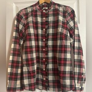 J.Crew size medium plaid blouse with ruffles down the middle